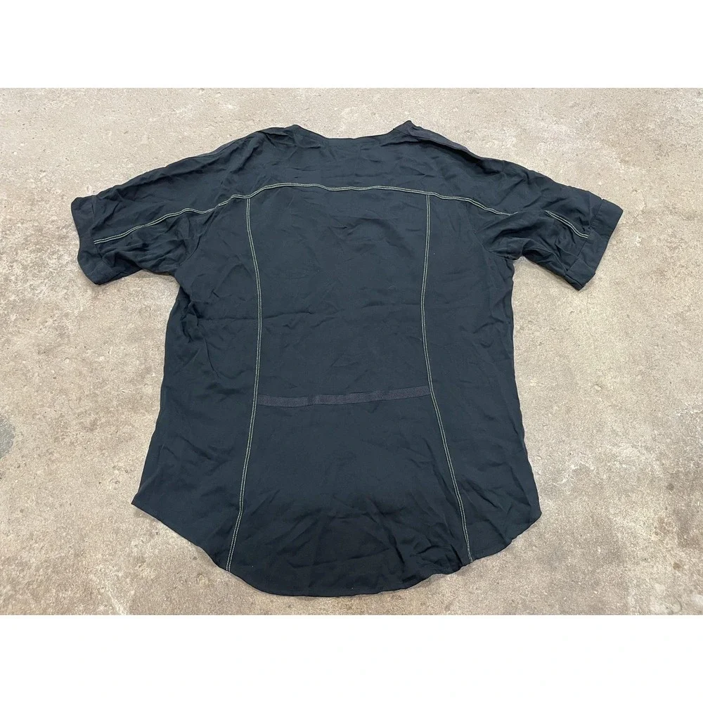 Harley-Davidson Shirt Mens Medium Black‎ Twill Full Zip V-Neck Workwear Biker MC